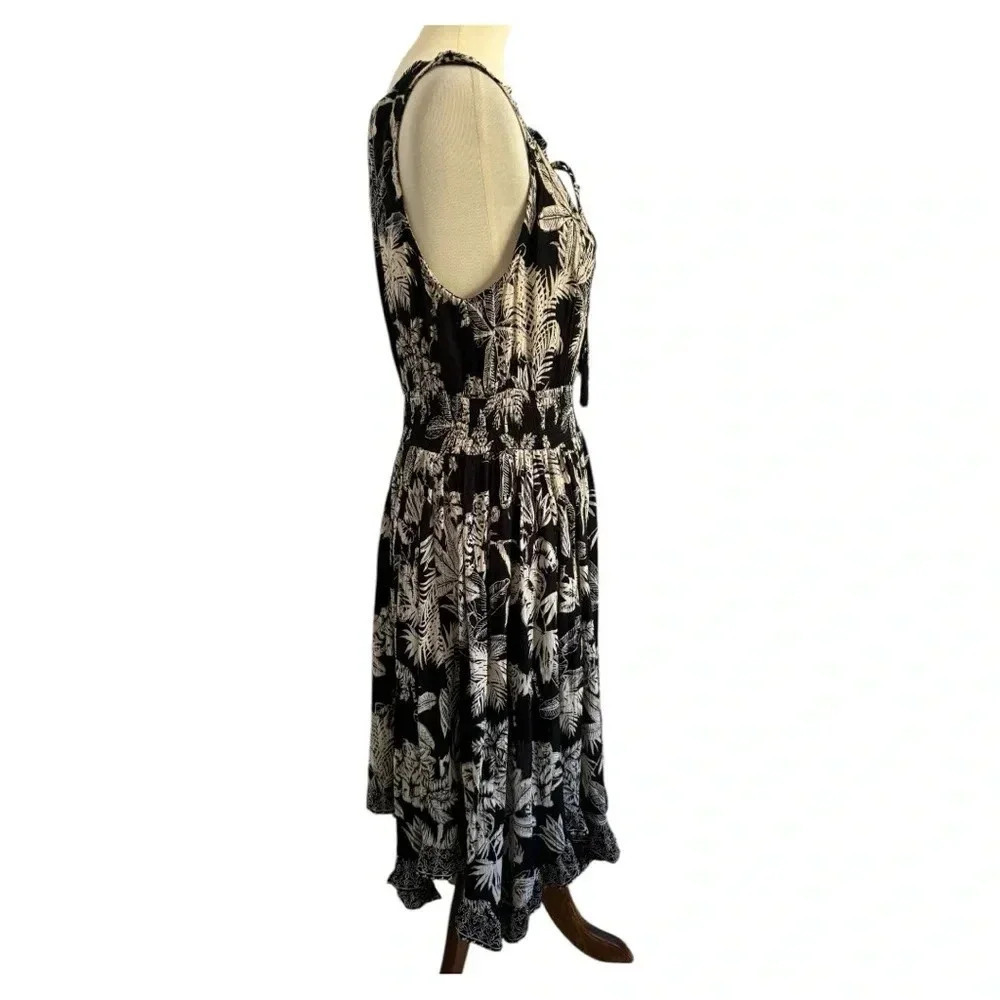 NWT Lola P Black Tan Sleeveless Stress Tropical Zoo Animal Print Dress Size M - Picture 3 of 16